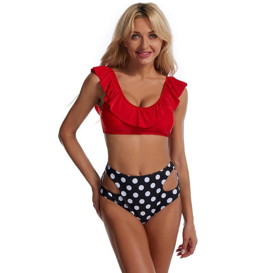 Damen Bikini-Set mit verspieltem Rüschendesign und hohem Hüftschnitt R&B