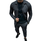 Herren nan feinstrukturiertes Hemdjacke- und Jogginghose-Set aus Sweat mit schmaler Passform R&B