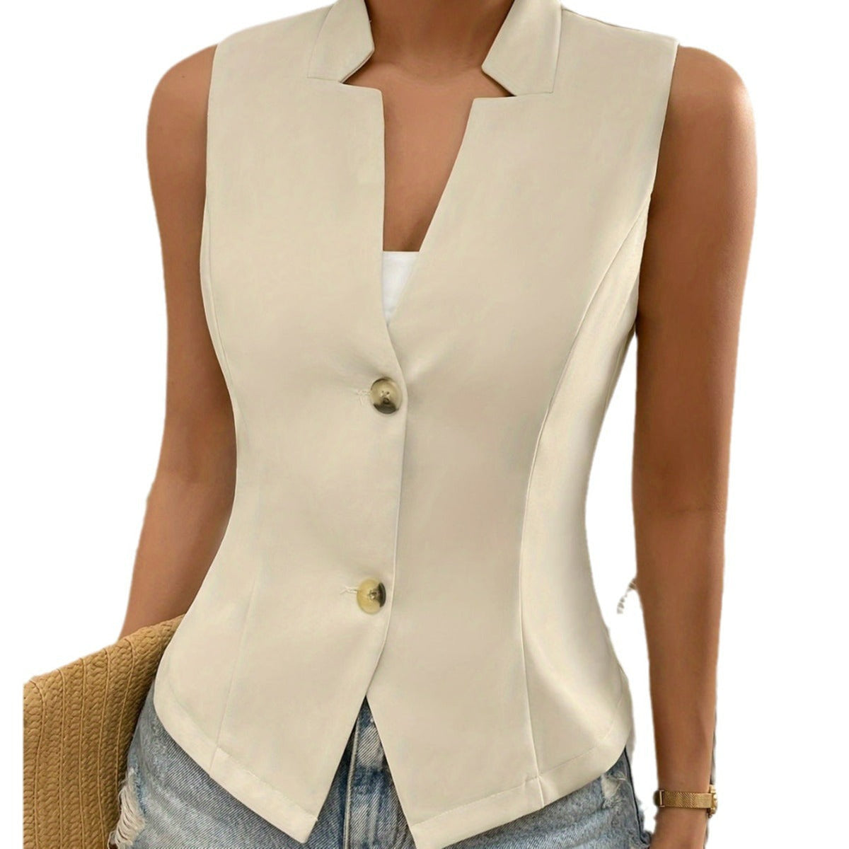 Damen taillierter ärmelloser Blazer R&B