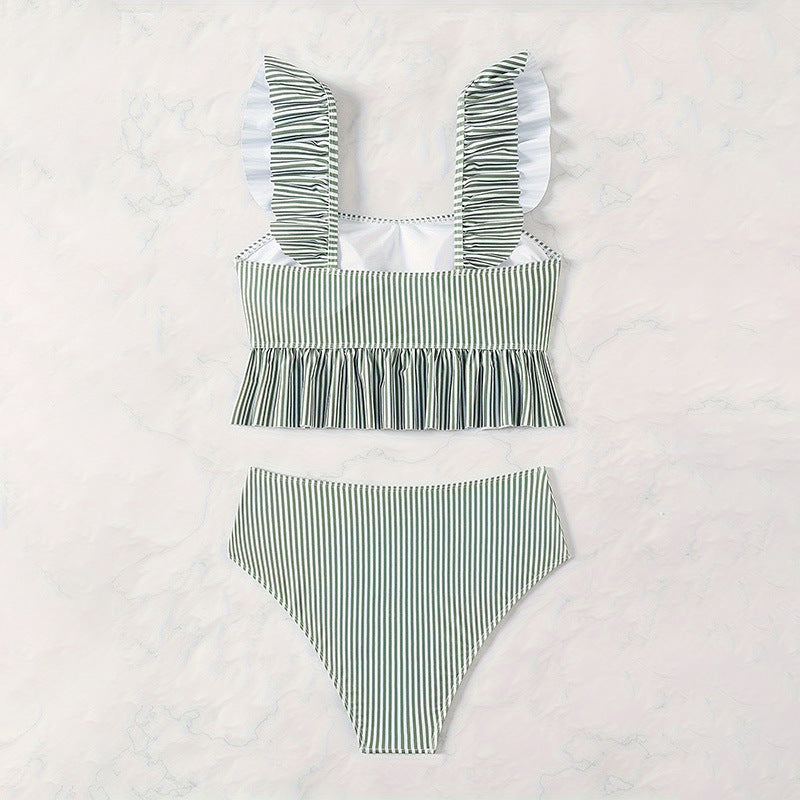 Damen Bikini-Set mit femininem Rüschendesign und hoher Taille R&B