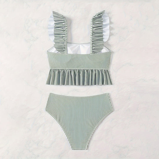 Damen Bikini-Set mit femininem Rüschendesign und hoher Taille R&B
