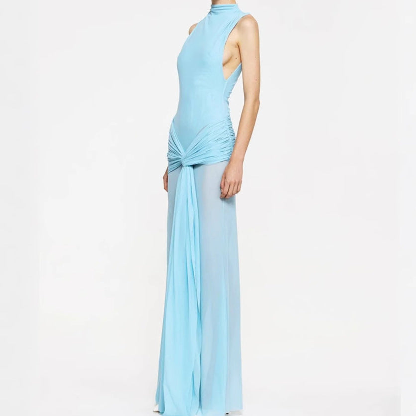 Damen Elegantes Maxikleid mit kreativen Drapierungsdetails und figurbetontem Schnitt R&B