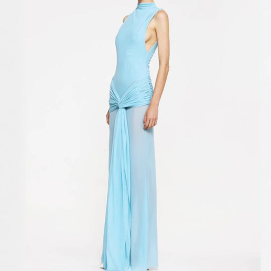 Damen Elegantes Maxikleid mit kreativen Drapierungsdetails und figurbetontem Schnitt R&B