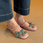 Damen edle Ballerina-Schuhe mit dekorativem Blumen-Design und komfortablem Riemchen R&B