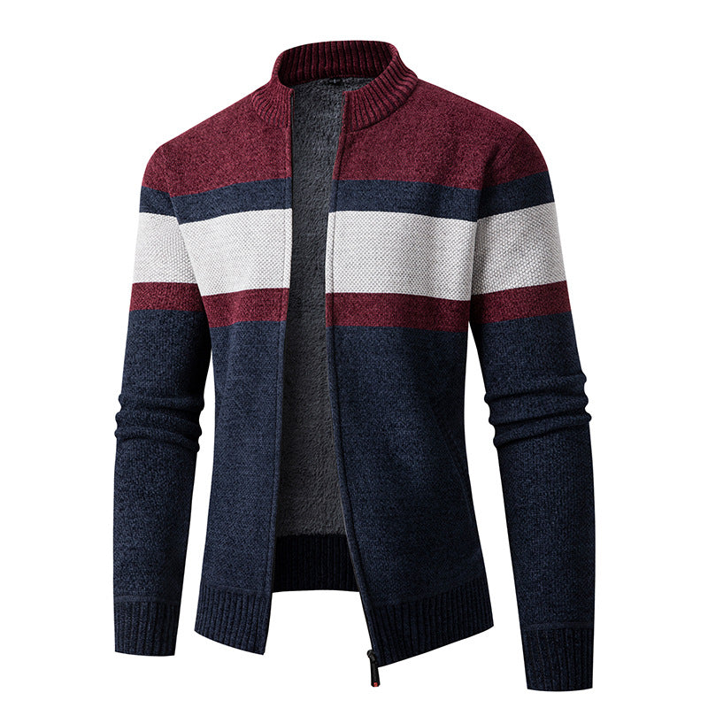 Herren modische Strickjacke mit hohem Kragen und strukturiertem Design