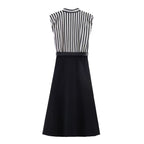 Damen Jumpsuit mit elegantem Streifenmuster und dekorativem Gürtel R&B