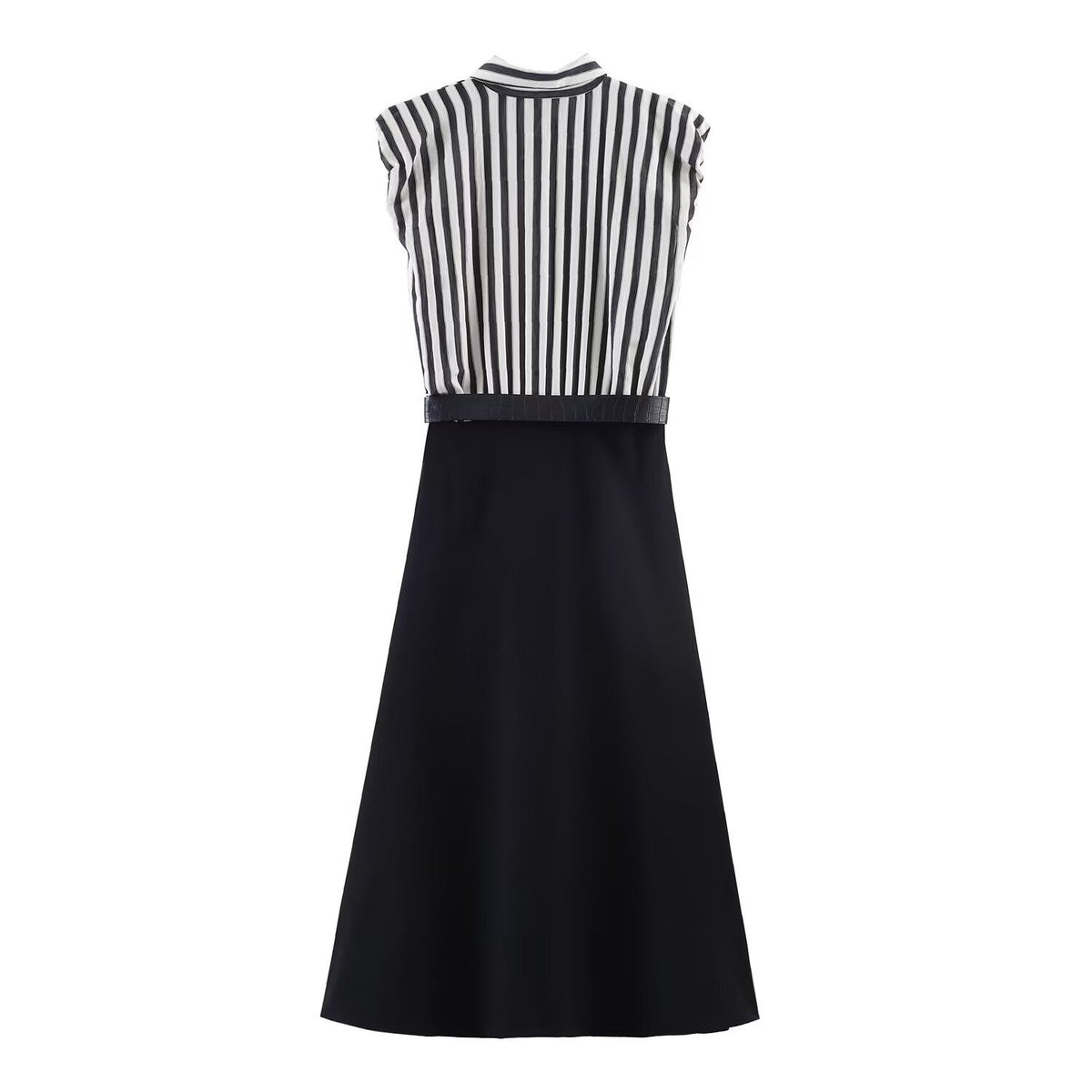 Damen Jumpsuit mit elegantem Streifenmuster und dekorativem Gürtel R&B