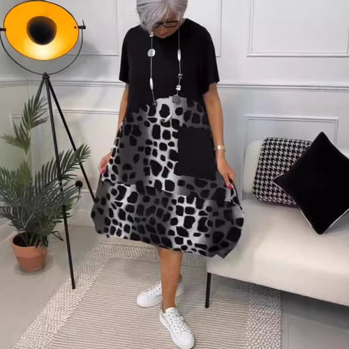 Damen Modisches A-Linie Kleid mit praktischen Taschen und kreativem Muster R&B