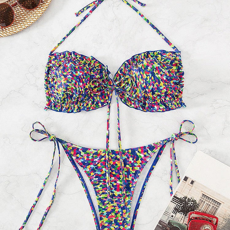 Damen Bikini-Set mit verstellbaren Trägern und hohem Beinausschnitt R&B