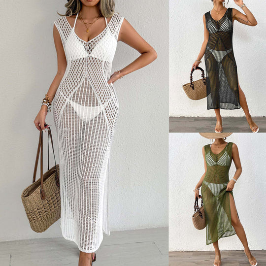 Damen eleganter Häkelsarong mit transparentem Design R&B