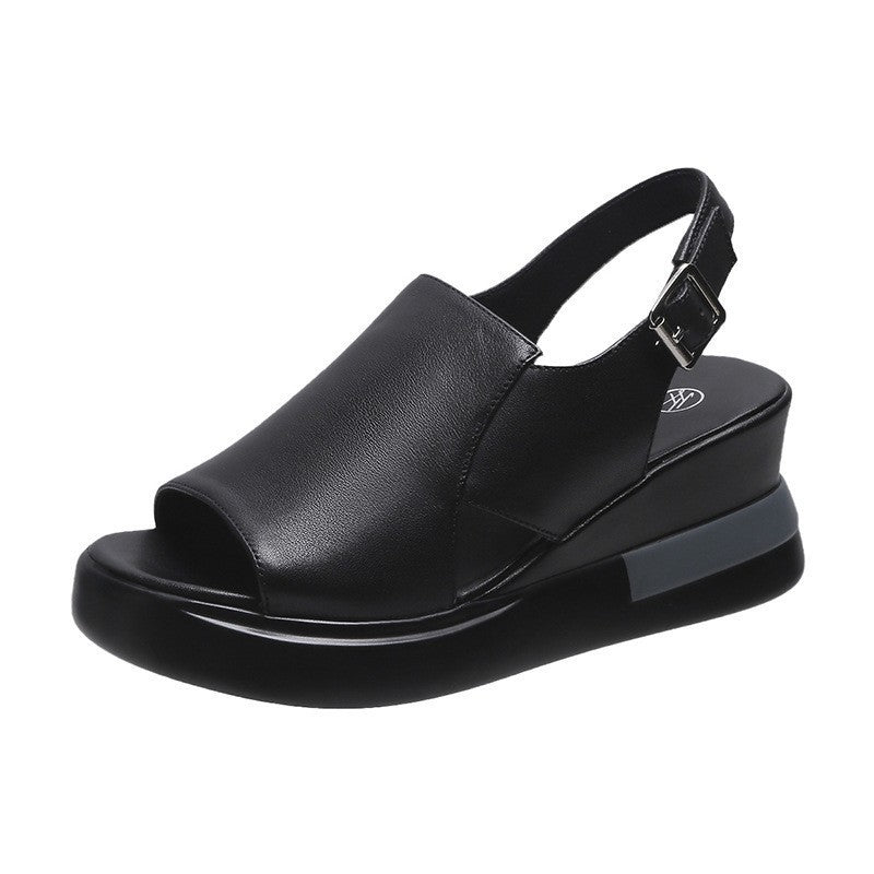 Damen Bequeme Plateau-Sandalen mit verstellbarem Riemen und anatomischem Fußbett R&B
