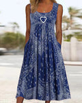 Damen Sommerliches Maxikleid mit elegantem Bandana-Muster und praktischen Taschen R&B
