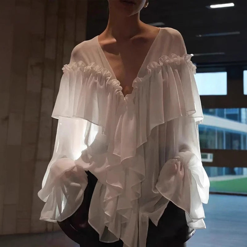 Damen Bluse mit Volants R&B