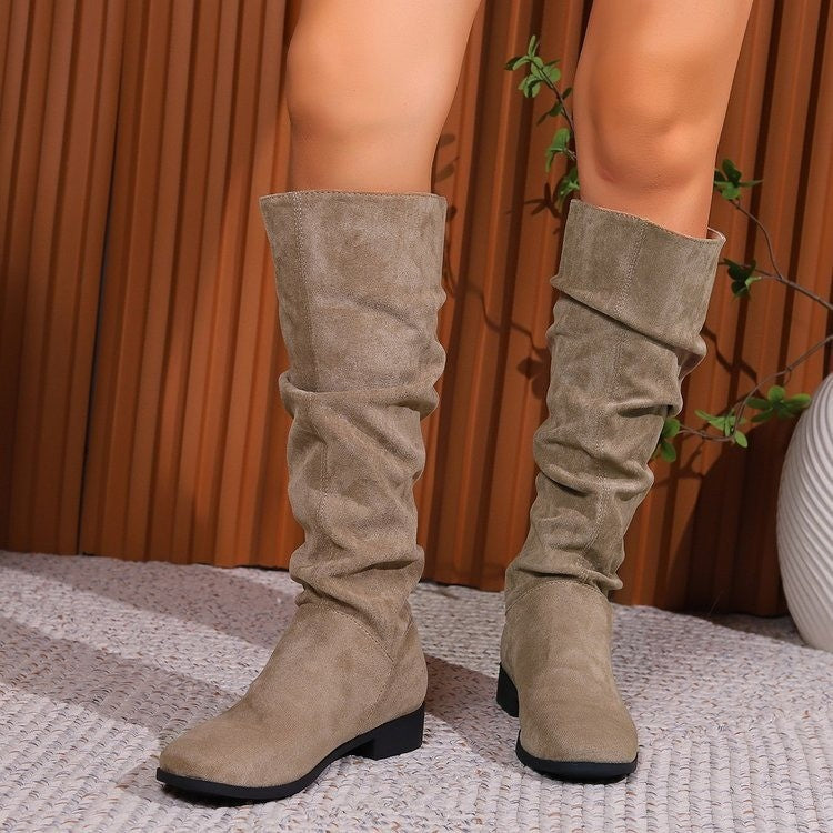 Damen Schlupfstiefel aus weichem Wildlederimitat R&B