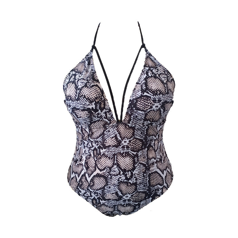 Damen Einteiler Badeanzug mit raffiniertem V-Ausschnitt und floralem Design R&B