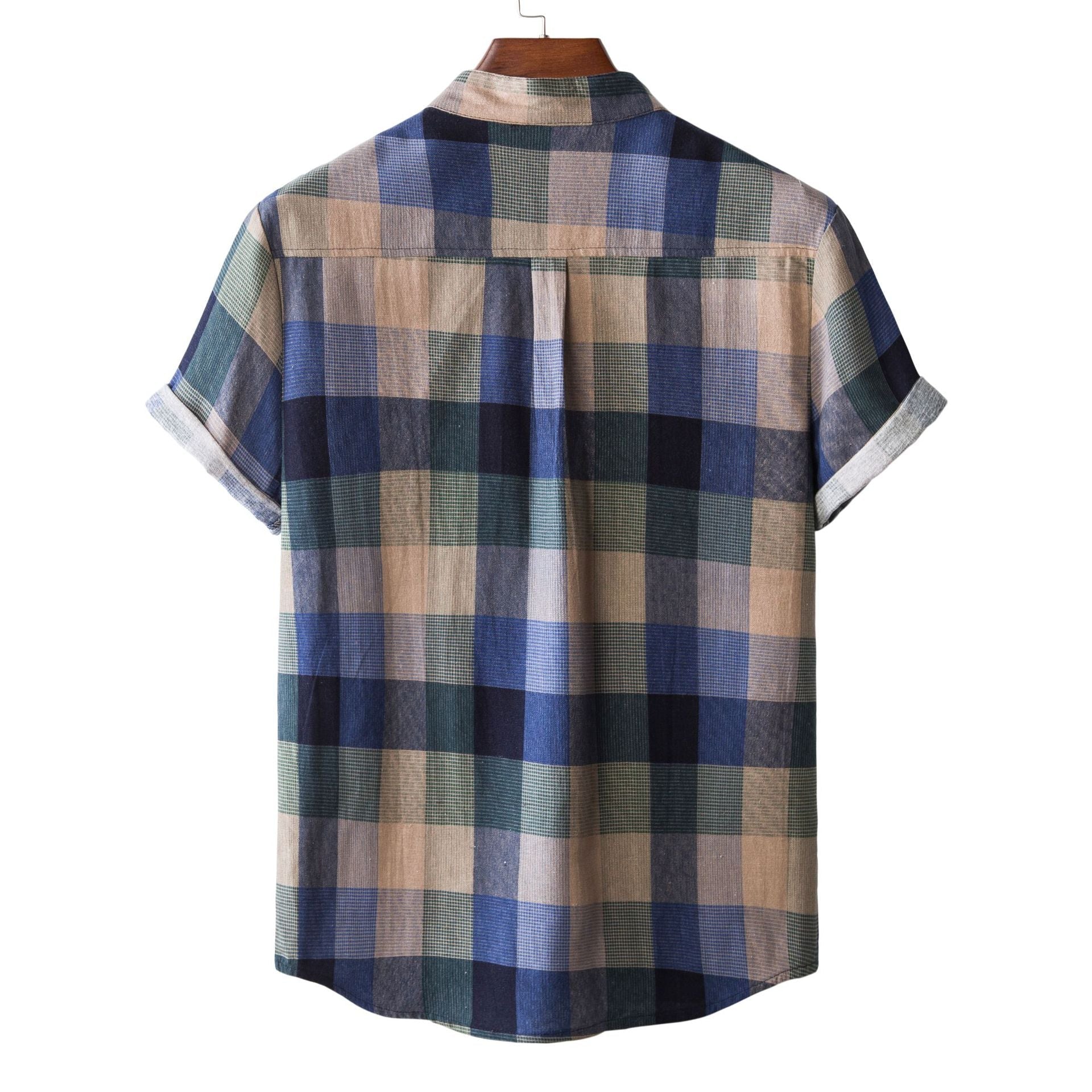 Herren Kurzarmhemd im modernen Karo-Design mit Henley-Ausschnitt und bequemer Passform