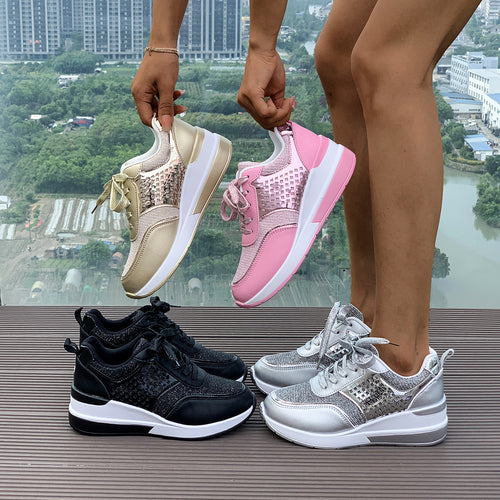 Damen Sportliche Sneakers mit modischem Metallic-Design und atmungsaktiven Einsätzen R&B