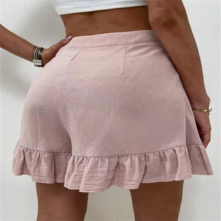 Damen elegante Rüschenshorts R&B