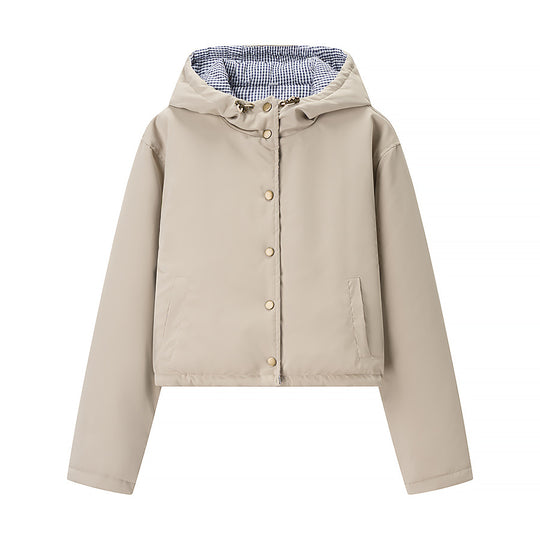 Damen gestepptes Übergangsjacke mit praktischer Kapuze R&B