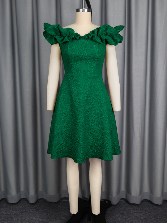 Damen A-Linien Kleid mit Volantärmel R&B