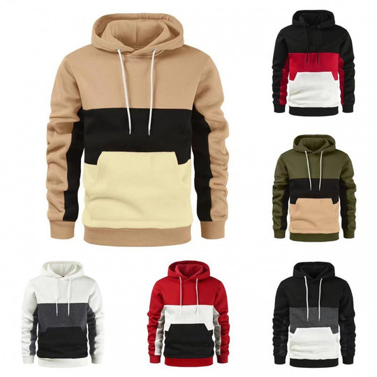 Herren sportlicher Kapuzenpullover mit kontrastierenden Farbblock-Design R&B