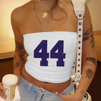 Damen Bandeau-Top mit stylischem Rock-Star-Print R&B