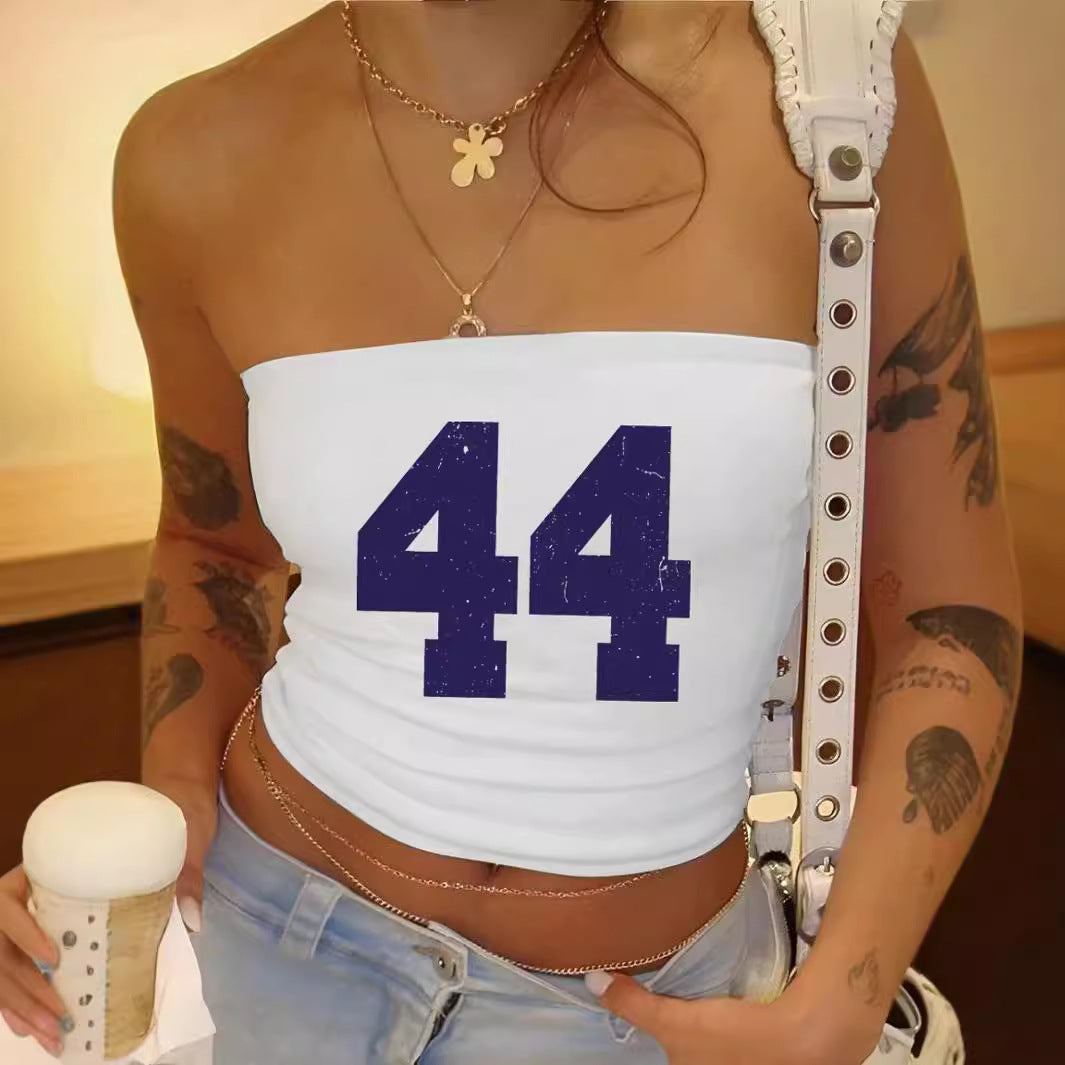 Damen Bandeau-Top mit stylischem Rock-Star-Print R&B