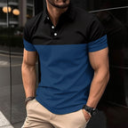 Herren Kurzarm-Polohemd mit kontrastierenden Farbblöcken und modernem Schnitt R&B