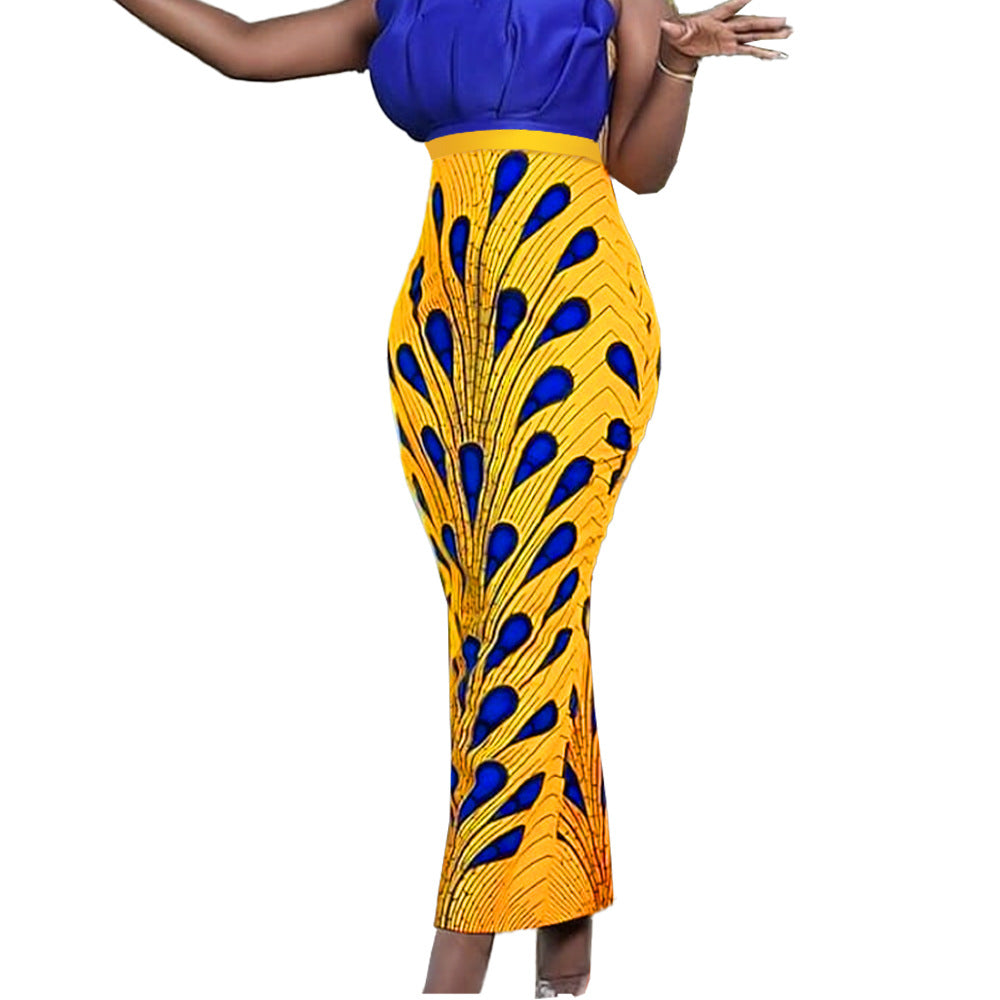 Damen Elegante Maxirock mit auffälligem afrikanischem Design R&B