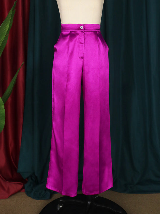 Damen elegante weite Satin-Hose R&B
