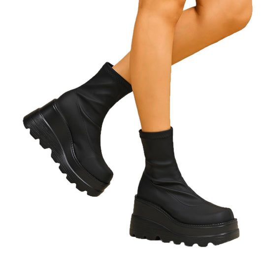 Damen High-Top Stiefeletten mit doppeltem Plateau R&B