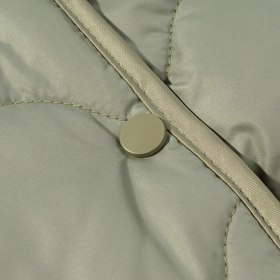 Damen gesteppte Übergangsjacke mit Rundhalsausschnitt und Druckknöpfen R&B