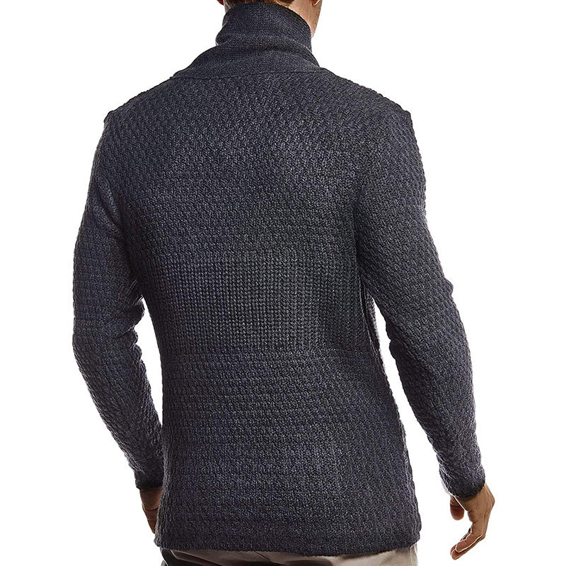 Herren strukturiertes Strickoberteil mit großem Kragen und praktischen Taschen R&B