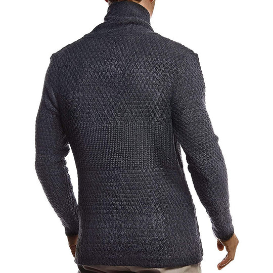 Herren strukturiertes Strickoberteil mit großem Kragen und praktischen Taschen R&B