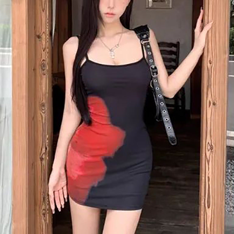 Damen figurbetontes Minikleid mit asymmetrischem Design und einzigartigem Farbverlauf