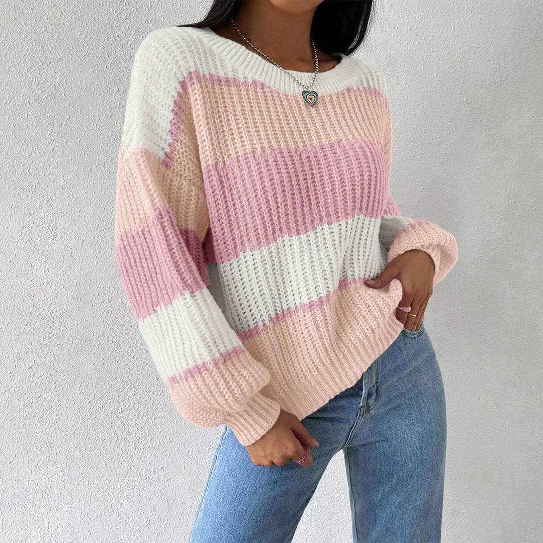 R&B | Pullover Pullover Grobstrick Übergröße Fit Langarm Freizeit Crew Neck