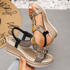 Damen Wedge-Sandalen mit funkelnden Verzierungen und anatomischem Fußbett R&B
