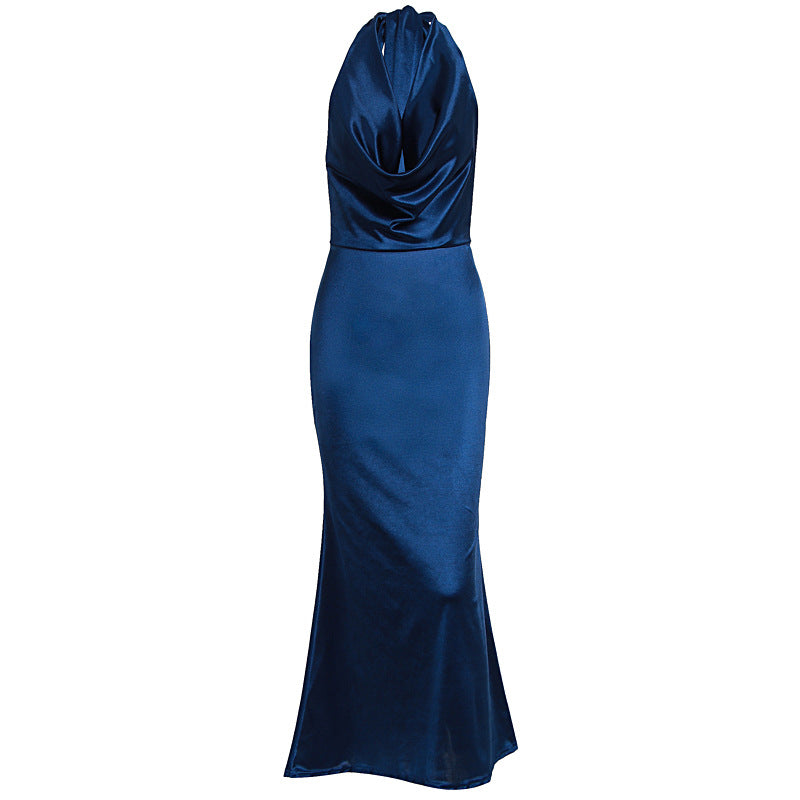 Damen Elegantes Wickelkleid aus luxuriösem Satin mit tiefem V-Ausschnitt R&B