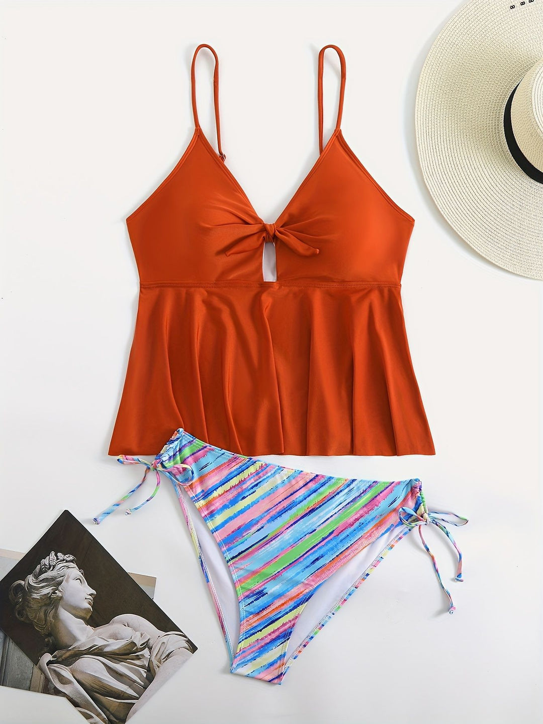 Damen Wickel-Bikini-Oberteil mit modischer Hose R&B