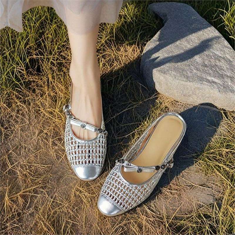 Damen elegante Ballerinas mit transparentem Netzdesign R&B