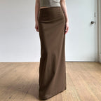 Damen Eleganter Midi-Rock mit seitlichem Schlitz und elastischem Bund R&B