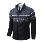 Herren Strickjacke mit modernem Muster und hohem Kragen R&B