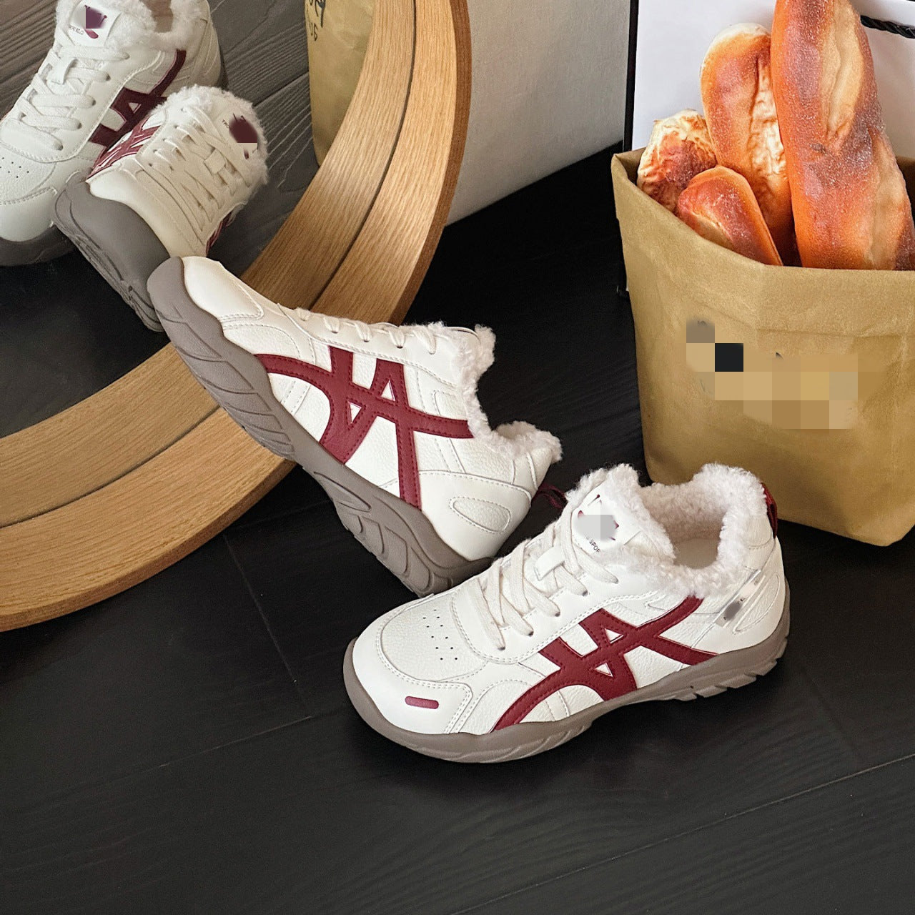 Damen Fleecegefütterte Sneakers mit rutschfester Sohle und modischem Design R&B