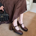 Damen modische Mary Jane Pumps mit komfortablem Blockabsatz R&B