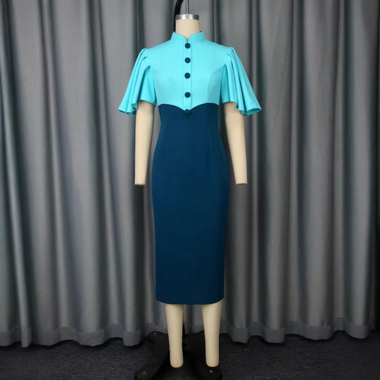 Damen Elegantes Bleistiftkleid mit Volantärmeln R&B
