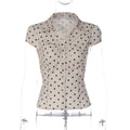 Damen Polka-Dots Bluse mit raffiniertem Knopfdesign R&B