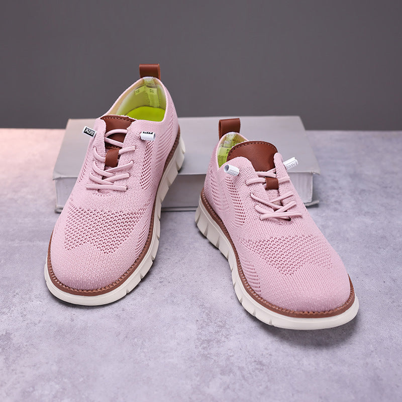 Damen nan gestrickter Derby-Sneaker mit flexibler Rillenlaufsohle und gepolstertem Komfortfußbett R&B