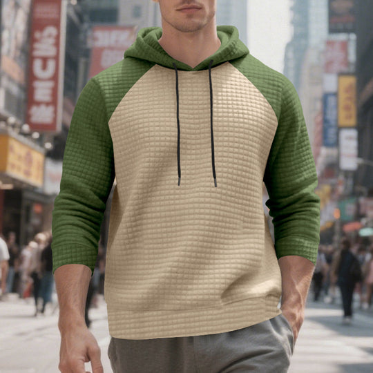 Herren nan gesteppter Kapuzenpullover mit Raglanärmeln und Kordelzug R&B