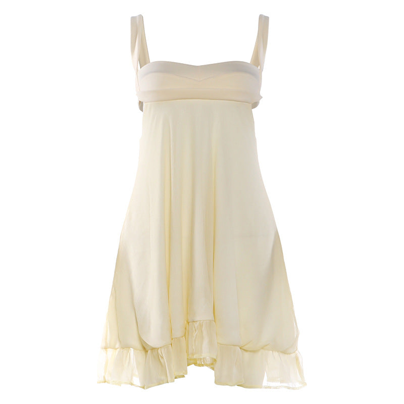 Damen Chiffonkleid mit fließendem Saum und herzförmigem Ausschnitt R&B