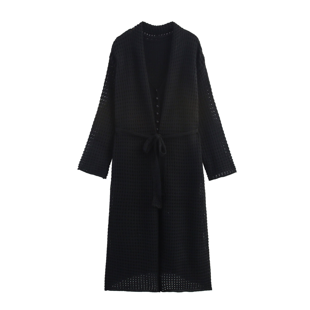 Damen Strickcardigan mit asymmetrischem Design und elegantem Taillengürtel R&B